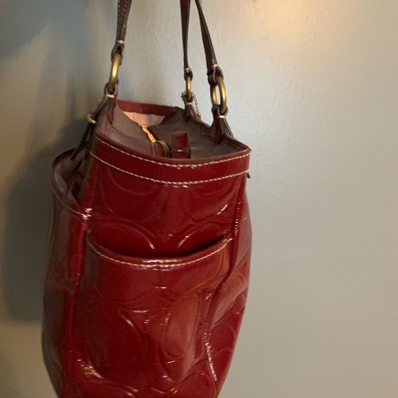 COACH Red / Maroon Leather Shoulder Tote - Picture 4 of 8